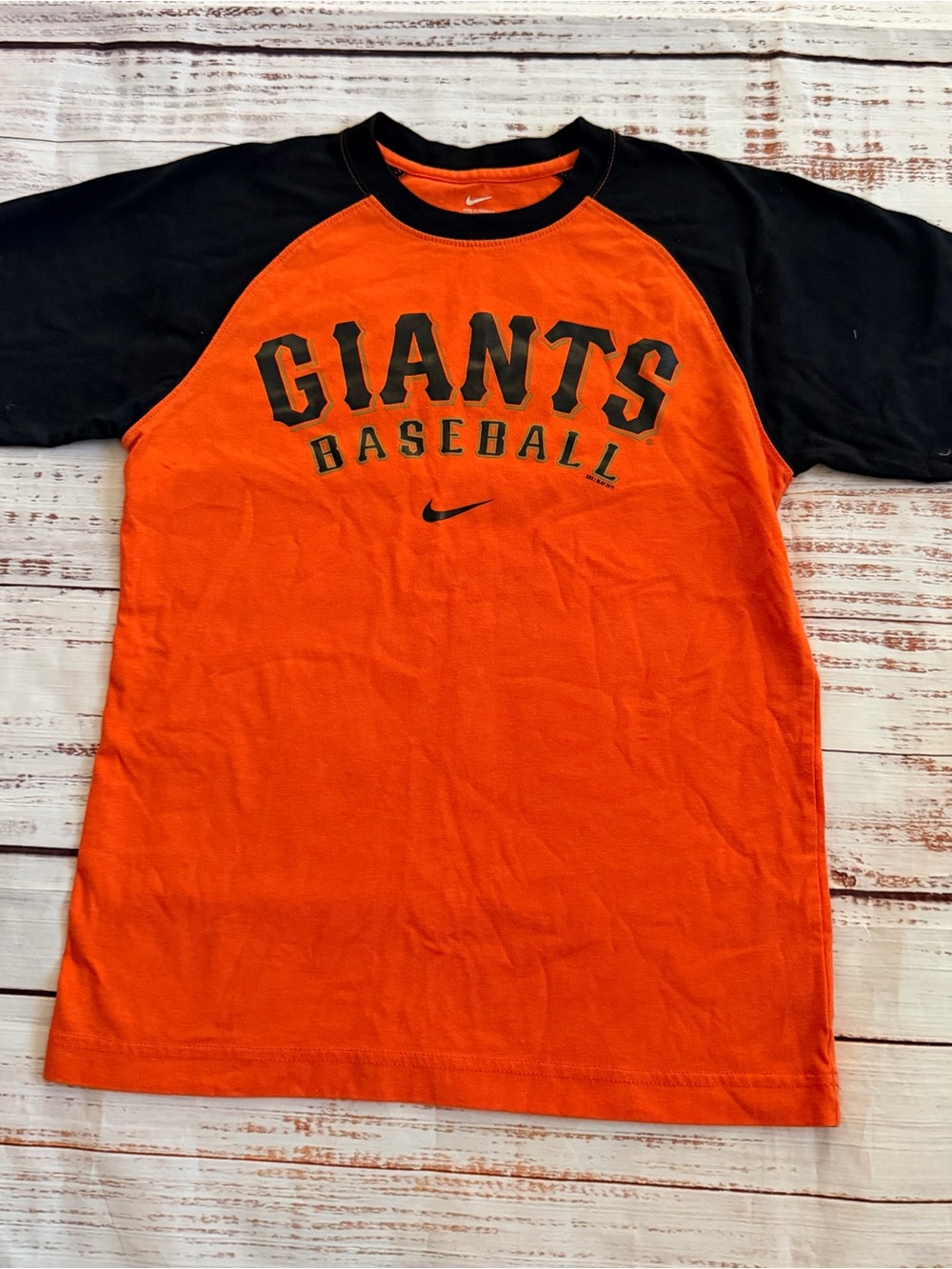 Nike Orange and Black Giants Baseball Raglan Tee